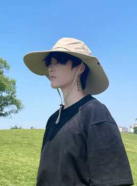 夏季户外遮阳帽子男士大头围防晒帽太阳帽大檐登山帽钓鱼渔夫帽男