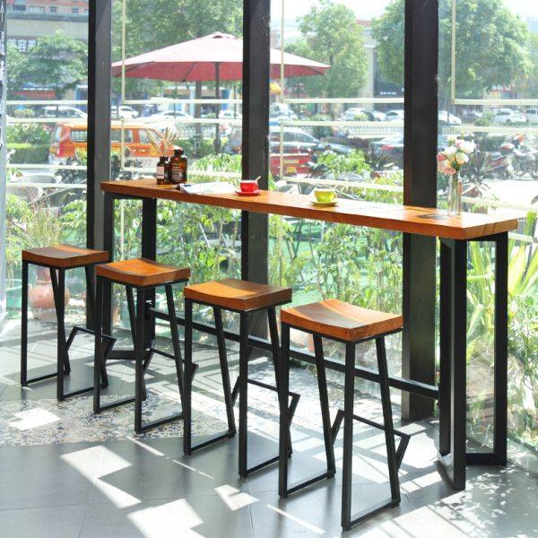 吧台桌家用阳台靠墙桌脚桌铁艺实木长条窄桌简约酒吧桌椅组合,淘宝优惠券,粉丝福利购,淘宝优惠卷