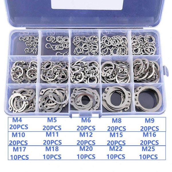 304不锈钢轴用挡圈/卡环/卡簧/垫片/轴卡外卡M4-M25套装共250pcs,淘宝优惠券,粉丝福利购,淘宝优惠卷