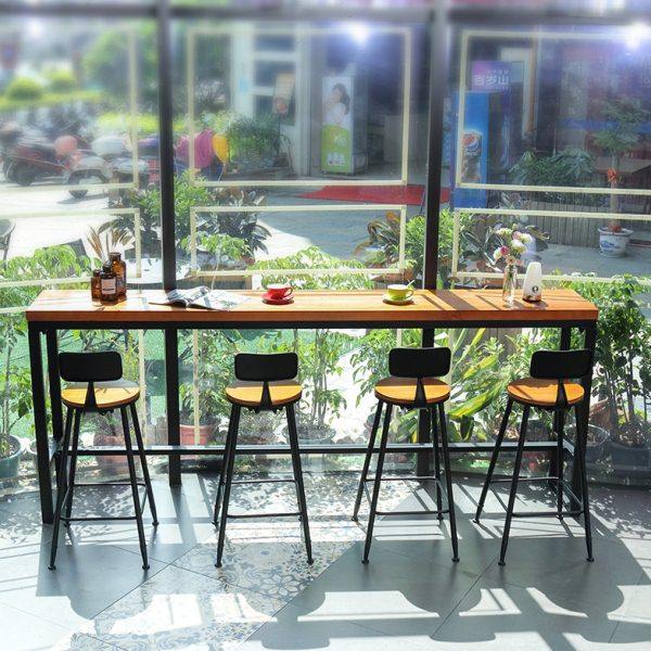 吧台桌家用阳台靠墙桌脚桌铁艺实木长条窄桌简约酒吧桌椅组合,淘宝优惠券,粉丝福利购,淘宝优惠卷