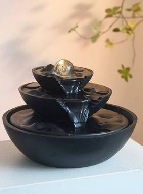 流水生财摆件循环水轻奢高档厅玄关办公客乔室酒店招开 SHDK3038