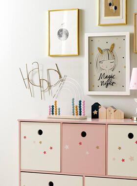 儿童房摆件桌样板间BJ-452男家居饰品孩意女孩卧室创木质算珠架面