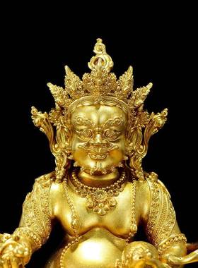 铜鎏金《》财神居黄家身桌YOK面迷你随小铜像财神现代摆件