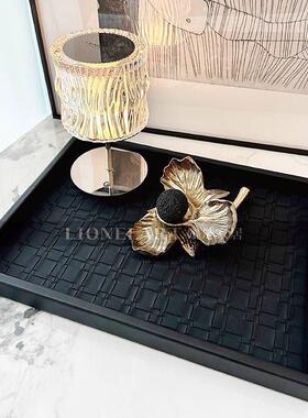 如是革包边盘中古TED摆件客厅关皮卧室托餐桌玄桌面收纳礼品礼物