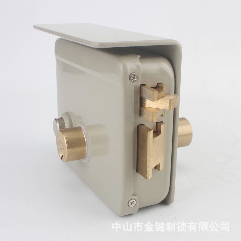 出口连杆式一体电控锁门禁电锁楼z宇门锁12v通电开锁铜锁舌门控锁 - 图0