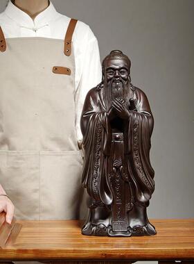 乌MHQ0128 木实木刻孔子雕像品饰品孔子雕像家雕居饰教师节装礼饰