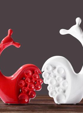 摆件家居架装车饰品内卧室客关厅红酒玄情侣蜗牛可爱陶TL0083瓷创