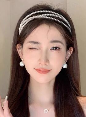 珍珠发箍女超仙2026新款网红高级感高颅顶头箍外出百搭发夹卡头饰