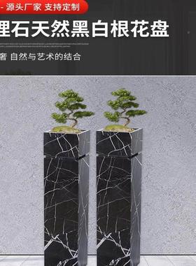 可盆定大理制石落真地花盆仿迎BLB客松景样板房酒店茶室禅意橱窗