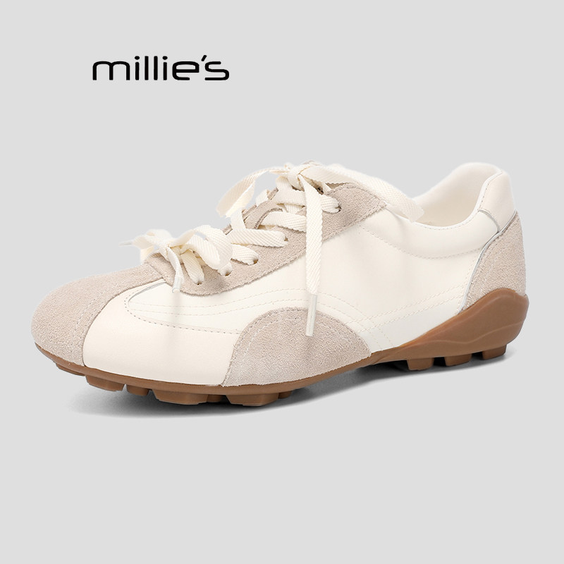 MILLIE'S/妙丽真皮系带深口单鞋春季新款女鞋时尚休闲鞋平底鞋Q,淘宝优惠券,粉丝福利购,淘宝优惠卷