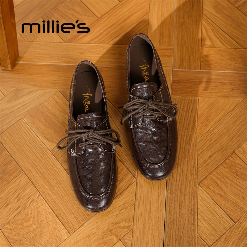 妙丽官方旗舰店2025秋季英伦风粗跟复古厚底乐福鞋深口小皮鞋单鞋,淘宝优惠券,粉丝福利购,淘宝优惠卷