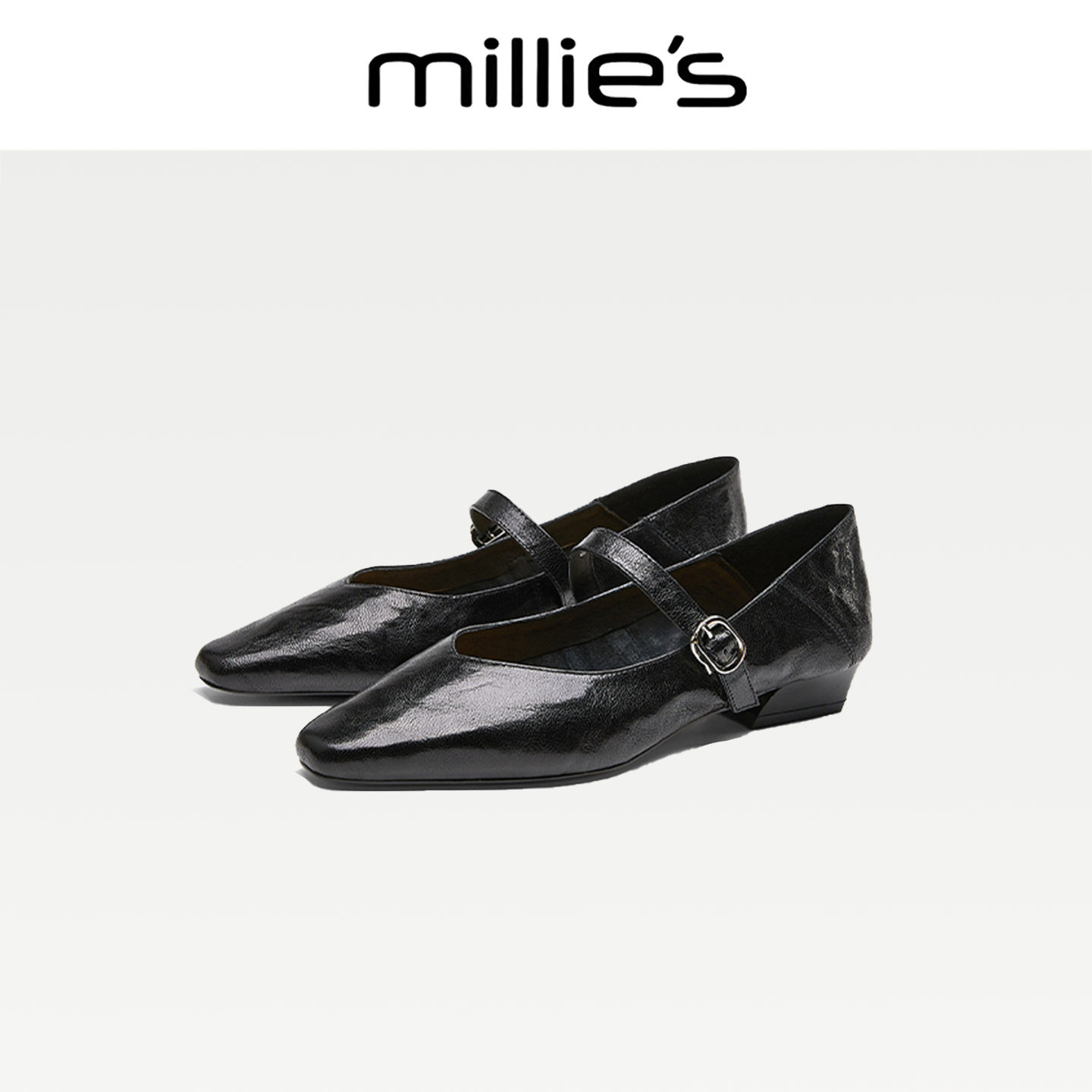 MILLIE'S/妙丽2025新款真皮浅口一字带单鞋女玛丽珍鞋鞋子配旗袍C,淘宝优惠券,粉丝福利购,淘宝优惠卷