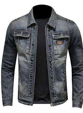 Autumn Winter Men's Denim Jackets Fashion Men Retro Streetw