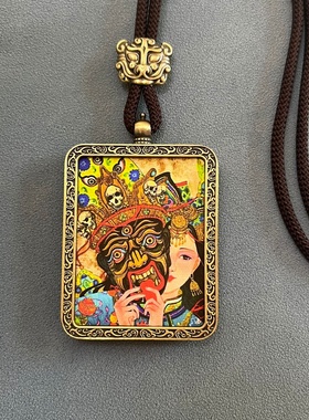 唐卡 手绘扎基拉姆唐卡吊坠牌景区夜市地摊招财配饰纪念品