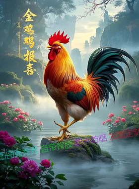 大公鸡贴画金鸡报喜画客厅中堂玄关墙面木门走廊装饰墙贴自粘