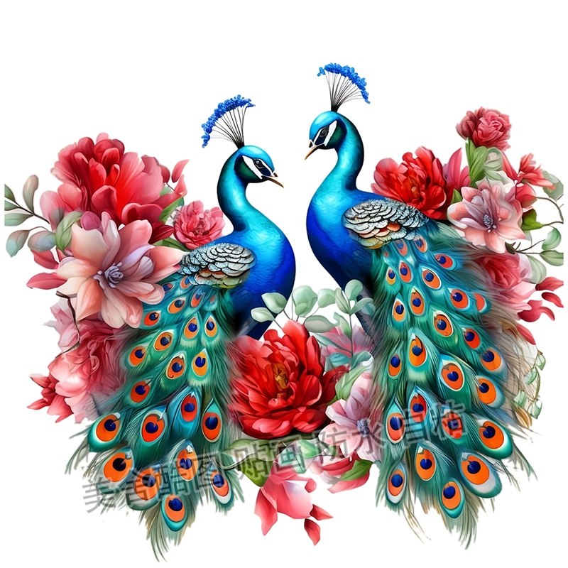 国风富贵孔雀牡丹图贴纸门窗贴客厅卧室墙贴卫生间冰箱贴自粘贴画,淘宝优惠券,粉丝福利购,淘宝优惠卷