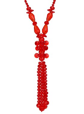 厂家新品2021秋冬多色水晶串珠长款流苏毛衣链女时尚百搭项链