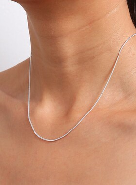 镀银4mm圆蛇骨链12条时尚简约锁骨链银链子裸链单链潮流项链饰品