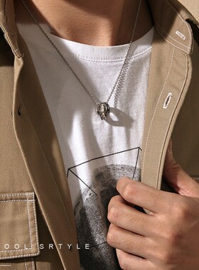 纯银项链男士潮潮牌百搭小众男生款吊坠日系轻奢搭配衣服送男友