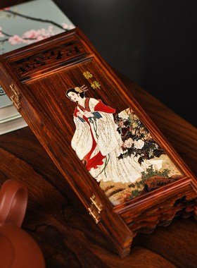 玄同红酸枝大美女屏风迷你小家具梅兰竹菊木质拍照背景