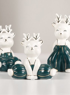 创意家居萌宠动物摆件酒店会w所家居客厅玄关电视柜装饰品婚礼礼