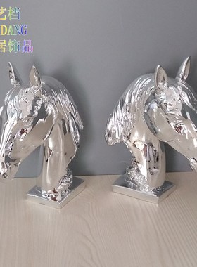 新款树脂工d艺品马头书靠摆件电度办公室书档房家具饰品