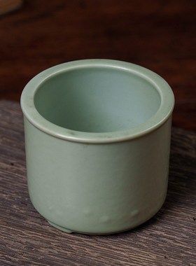 清代青釉三足香炉老物件文玩古董瓷器收藏客厅办公室香炉供奉摆件