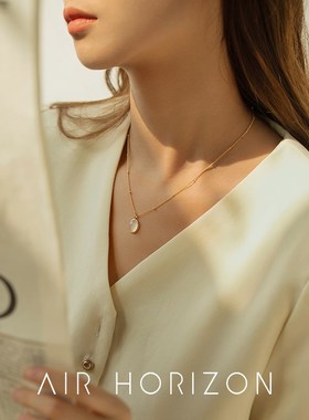 高级感纯银天然玉水项链女2025新款简约轻奢小众配饰银饰锁骨链