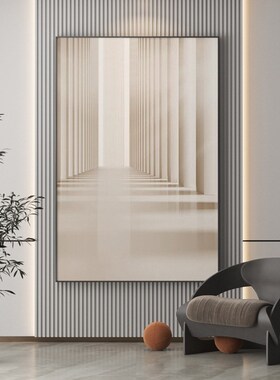 现代简约延伸感挂画客厅落地画竖版玄关装饰画酒店走廊过道壁画