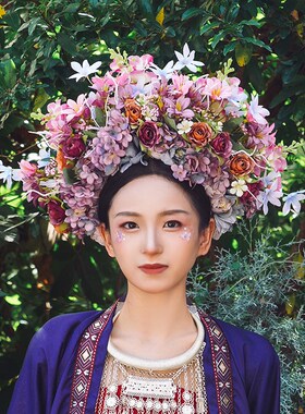 泉州浔埔簪花发箍成品假花绢花头饰民族风花环新中式汉服配饰头箍