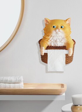创意可爱猫e卫生间纸巾架壁挂式厕所手纸架洗手间浴室卷纸架免打
