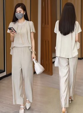 夏季时尚洋气减龄套装女小个子2025新款高级感宽松显瘦遮肉两件套