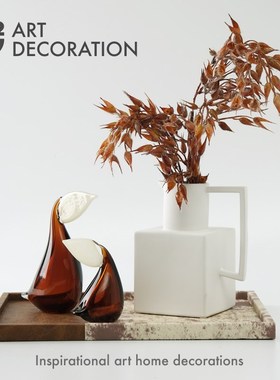 现代抽象大嘴鸟茶几书柜玻璃工艺品桌面装饰摆件软装配饰