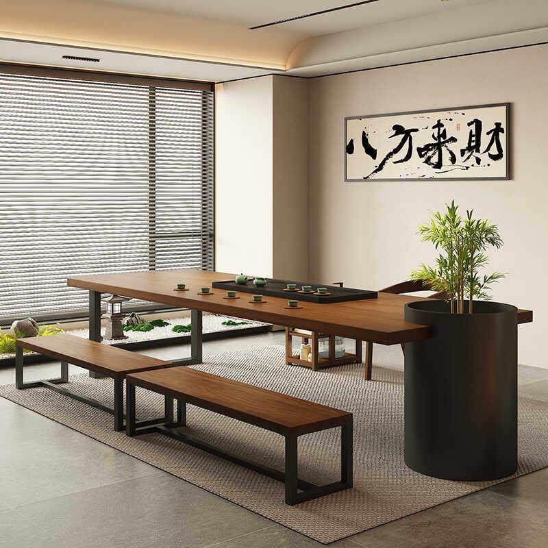 新中式大板茶桌2024新款家用客厅办公泡茶岛台一体茶台桌椅组合,淘宝优惠券,粉丝福利购,淘宝优惠卷