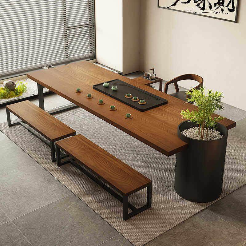 新中式大板茶桌2024新款家用客厅办公泡茶岛台一体茶台桌椅组合,淘宝优惠券,粉丝福利购,淘宝优惠卷