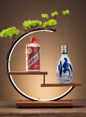 简舍白酒发光展示架博古架桌面摆件灯圈底座品鉴酒店手办茶叶灯座