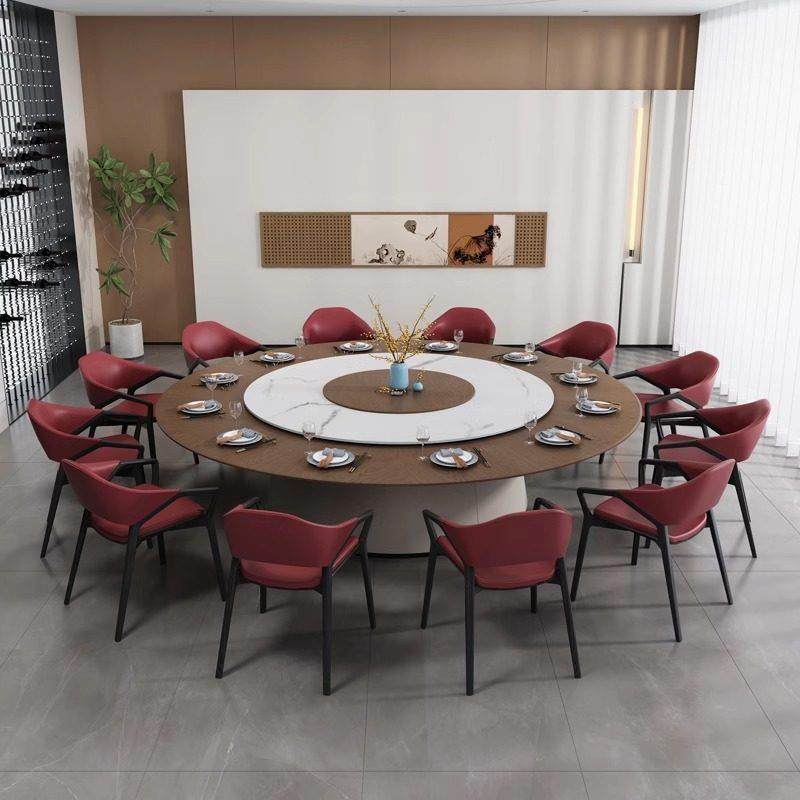 新中式酒店电动餐桌实木岩板大圆桌现代会所别墅饭厅包厢电动圆桌,淘宝优惠券,粉丝福利购,淘宝优惠卷
