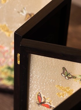 南京云锦博物馆百蝶图非遗新中式桌面屏风摆件织锦工艺礼品摆饰送