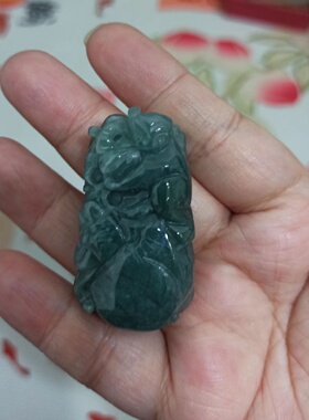 翡翠吊坠危料如意福寿猴子献寿