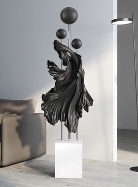 客厅大型落地斗鱼摆件电视柜沙发旁边大号家居装饰品乔迁新居礼品