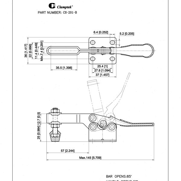 台湾嘉刚快速夹具 水平式工装夹钳CH-201-B/BI/201BSS 压紧夹紧器 - 图0