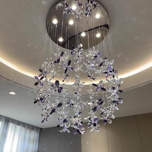 法式轻奢餐厅水晶吊灯设计师新款高级感餐桌灯别墅客厅吧台吊线灯 - 图0