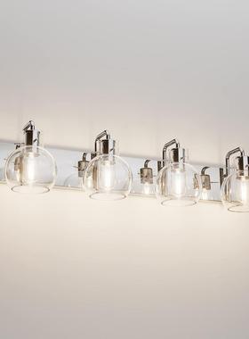 浴室梳妆台镜前灯壁灯美式复古工业风玻璃灯罩铁艺创意灯具