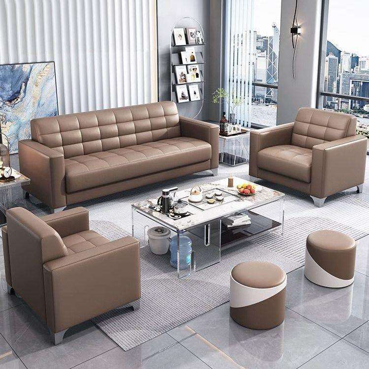 办公沙发茶几组合套装简约商务现代接待室会客洽谈休息区办公沙发 - 图0