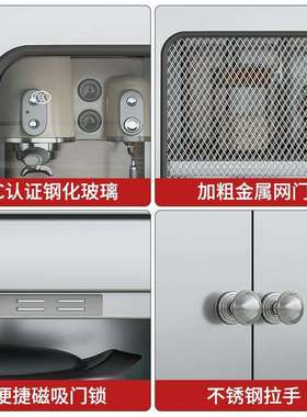 加厚不锈钢餐边柜厨房多层碗柜橱柜家用多功能玻璃门储物柜收纳柜