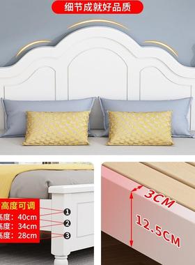 实木床现代简约1.8米欧式主卧双人床出租房用1.5米工厂直销单人床