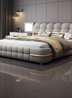 轻奢高端豪华软体床1.8米主卧双人床1.5米储物床商家用实木真皮床