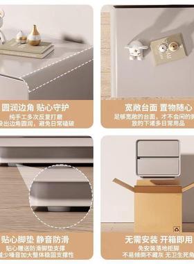 奶油风实木烤漆床头柜现代简约轻奢高级感家用卧室小型床头收纳柜