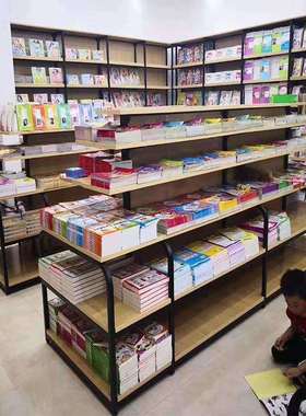 超市货架单双面挂钩货架文具店书本货架钢木可调节文体店货架