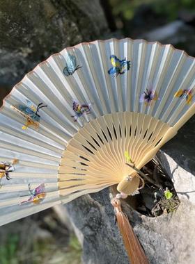 苏州刺绣螺钿折扇古风新中式扇子折叠双面苏绣汉服母亲节节日送礼